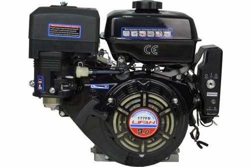 Двигатель LIFAN 177FD 7A (9 л.с., 4-хтактный, одноцилиндровый, с воздушным охлаждением, вал 25 мм, объем 270см3, ручной/электрический стартер, катушка 7A, вес 26 кг)